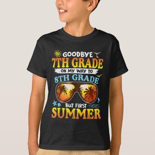 Vaarwel 7e klas Afstuderen Hallo naar 8e klas T-shirt (Voorkant)
