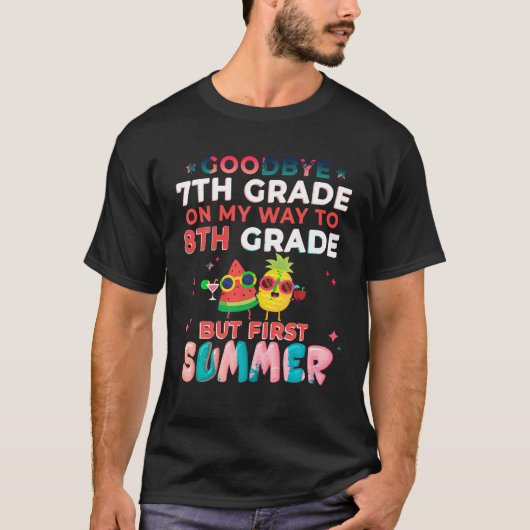 Vaarwel 7e klas Afstuderen Hallo naar 8e klas T-shirt (Voorkant)
