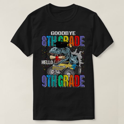 Vaarwel 8e graad Hallo 9e Grade Monster Truck Di T-shirt (Design voorkant)