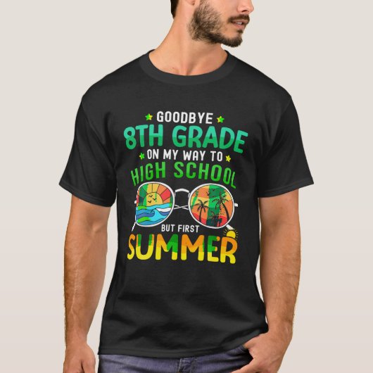Vaarwel 8e klas Afstuderen Hallo tot 9e klas T-shirt (Voorkant)