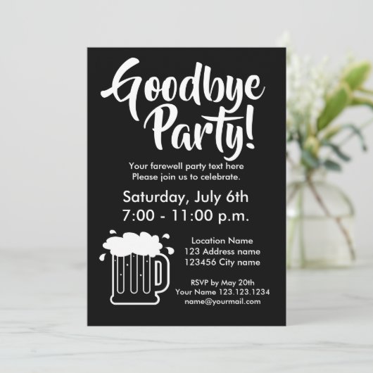 Vaarwel afscheid nemen van uitnodigingen van bierf (Staand voorkant)