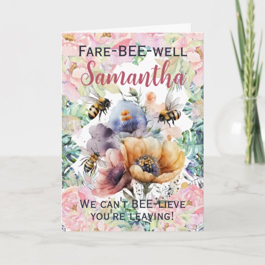 Vaarwel afscheid van Floral Bee Kaart (Voorkant)