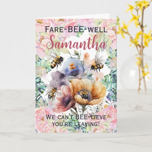 Vaarwel afscheid van Floral Bee Kaart (Gele Bloem)