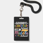 Vaarwel basisschool hallo middelbare school badge (Voorzijde met lanyard)