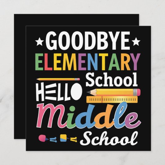 Vaarwel Basisschool Hallo Middelbare School Kaart (Voorkant / Achterkant)