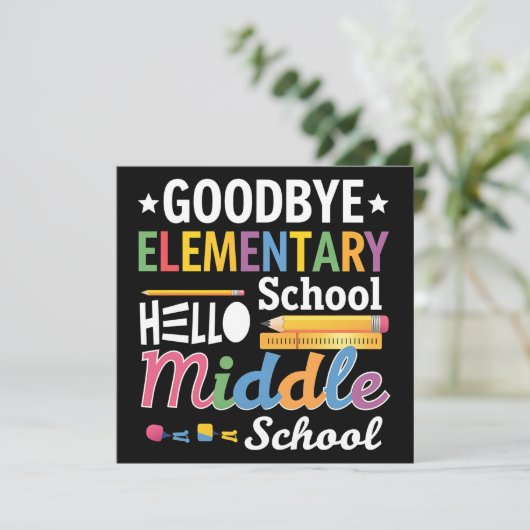 Vaarwel Basisschool Hallo Middelbare School Kaart (Staand voorkant)