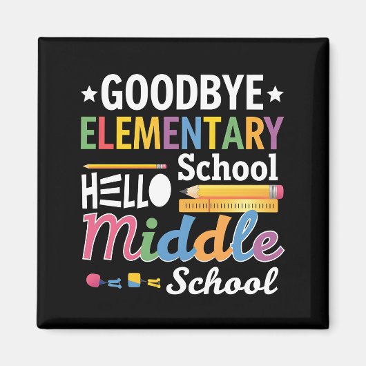 Vaarwel basisschool hallo middelbare school magneet (Voorkant)