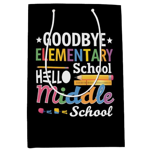 Vaarwel basisschool hallo middelbare school medium cadeauzakje (Voorkant)