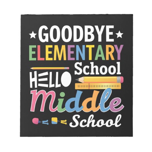 Vaarwel basisschool hallo middelbare school notitieblok (Voorkant)