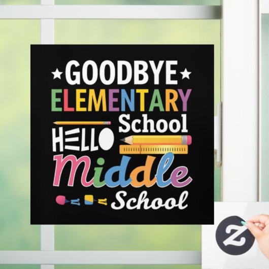 Vaarwel basisschool hallo middelbare school raamsticker (Huis)