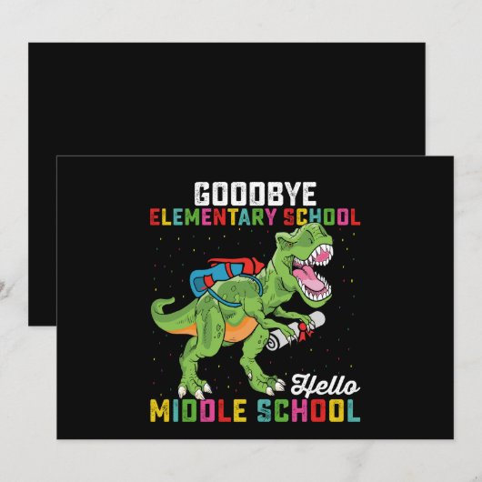 Vaarwel Basisschool Hallo Middelbare School T Rex Kaart (Voorkant / Achterkant)