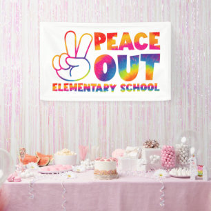Vaarwel Basisschool Tie Dye Laatste Dag  Spandoek