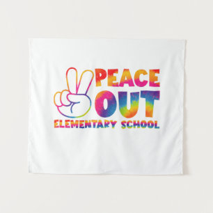 Vaarwel Basisschool Tie Dye Laatste Dag Wandkleed