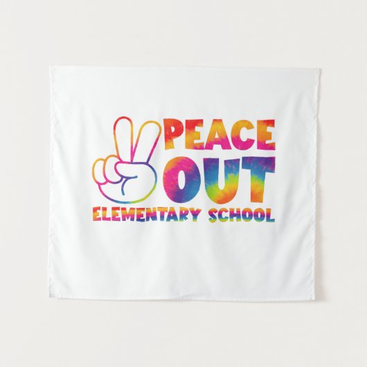 Vaarwel Basisschool Tie Dye Laatste Dag Wandkleed (Voorkant (horizontaal))