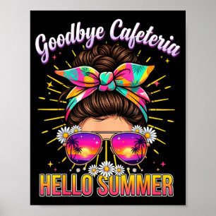 Vaarwel cafetaria hallo zomer lunchdame vakantie poster