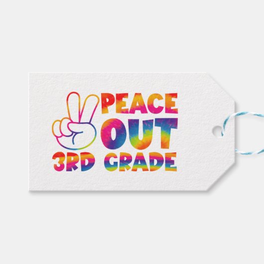 Vaarwel Derde Klas Tie-Dye Laatste Dag 3e Klas Cadeaulabel (Voorkant (Horizontaal))