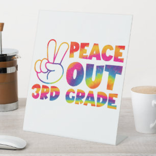 Vaarwel Derde Klas Tie-Dye Laatste Dag 3e Klas  Reclamebord Met Voetstuk