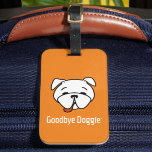 Vaarwel Doggie White Text Bagagelabel