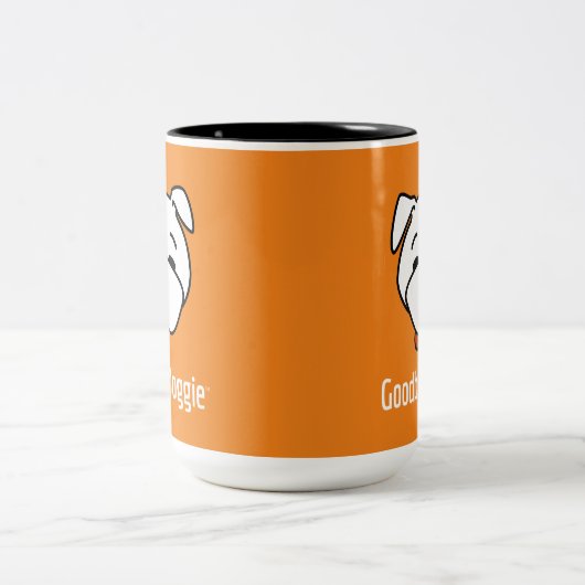 Vaarwel Doggie White Text Tweekleurige Koffiemok (Center)