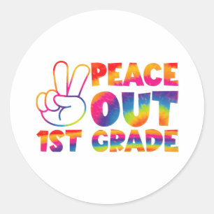 Vaarwel eerste klas Tie Dye laatste dag 1e klas  Ronde Sticker