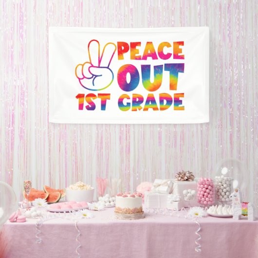 Vaarwel Eerste Leerjaar Tie Dye Laatste Dag 1e Lee Spandoek (Feest)