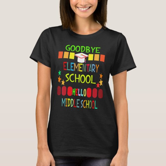 Vaarwel elementair Hallo Afstuderen middelbare sch T-shirt (Voorkant)