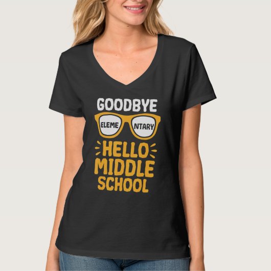 Vaarwel elementair Hallo middelbare school leraar T-shirt (Voorkant)