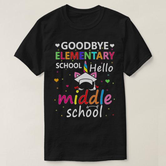 Vaarwel elementair Hallo middelbare school Unicorn T-shirt (Design voorkant)