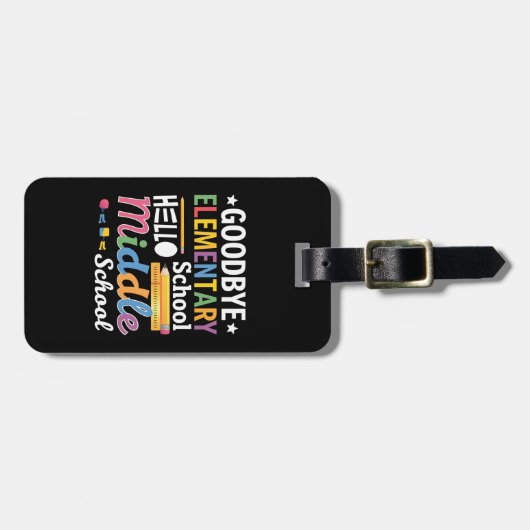 Vaarwel elementaire school Hallo middelbare school Bagagelabel (Voorkant horizontaal)