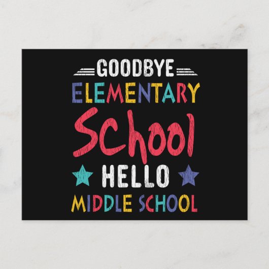 Vaarwel elementaire school Hallo middelbare school Briefkaart (Voorkant)