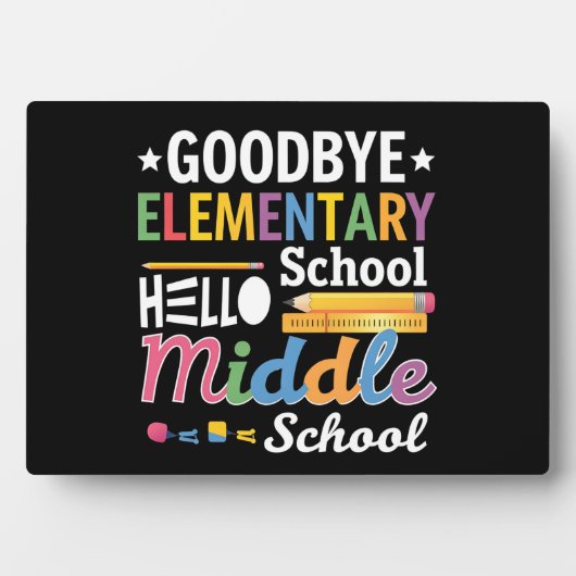 Vaarwel elementaire school Hallo middelbare school Fotoplaat (voorkant)