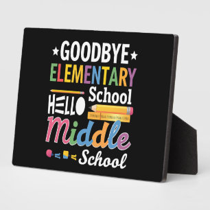 Vaarwel elementaire school Hallo middelbare school Fotoplaat