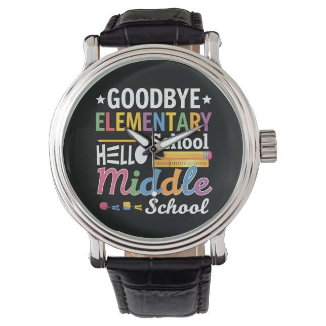 Vaarwel elementaire school Hallo middelbare school Horloge (Voorkant)