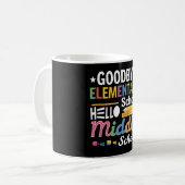 Vaarwel elementaire school Hallo middelbare school Koffiemok (Voorkant links)