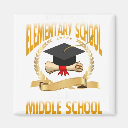 Vaarwel elementaire school Hallo middelbare school Magneet (Voorkant)