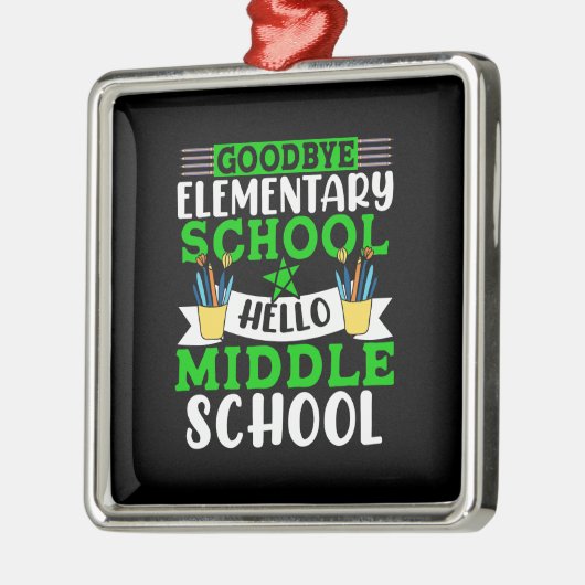 Vaarwel elementaire school Hallo middelbare school Metalen Ornament (Links)