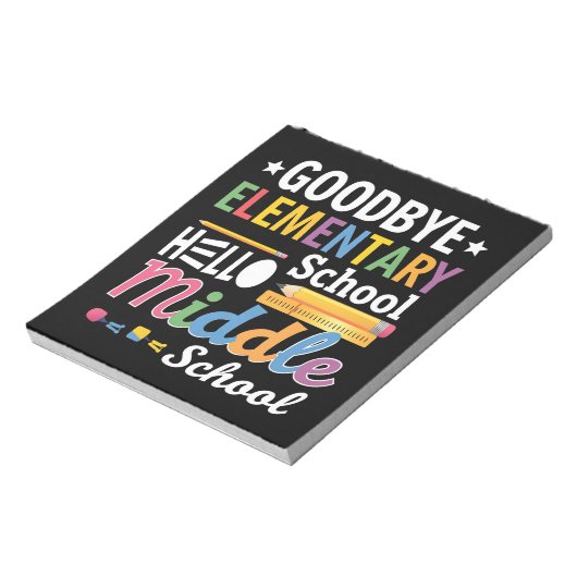 Vaarwel elementaire school Hallo middelbare school Notitieblok (Linkerzijde)