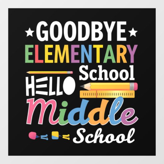 Vaarwel elementaire school Hallo middelbare school Raamsticker (Vel)