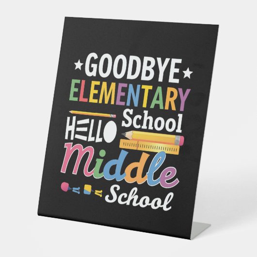Vaarwel elementaire school Hallo middelbare school Reclamebord Met Voetstuk (Voorkant)
