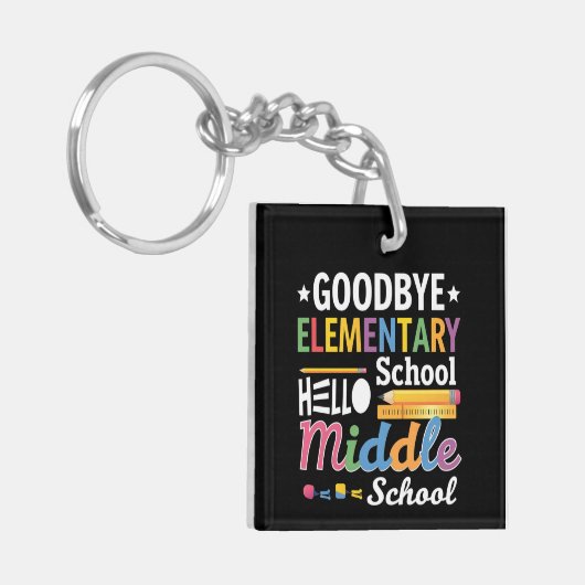 Vaarwel elementaire school Hallo middelbare school Sleutelhanger (Voorkant Links)