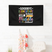 Vaarwel elementaire school Hallo middelbare school Spandoek (Insitu)