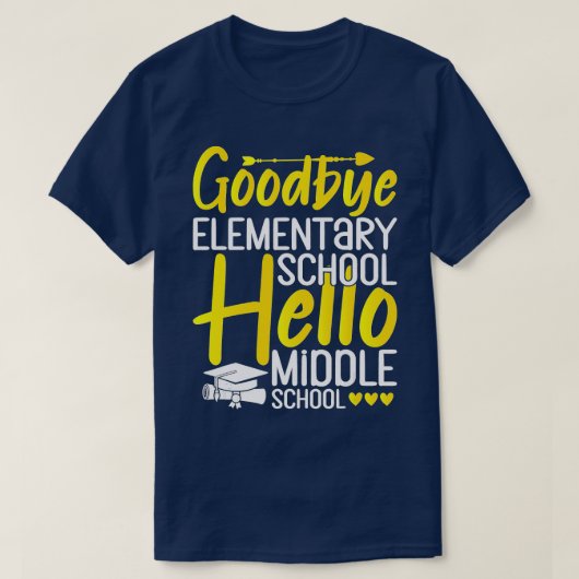 Vaarwel elementaire school Hallo middelbare school T-shirt (Design voorkant)