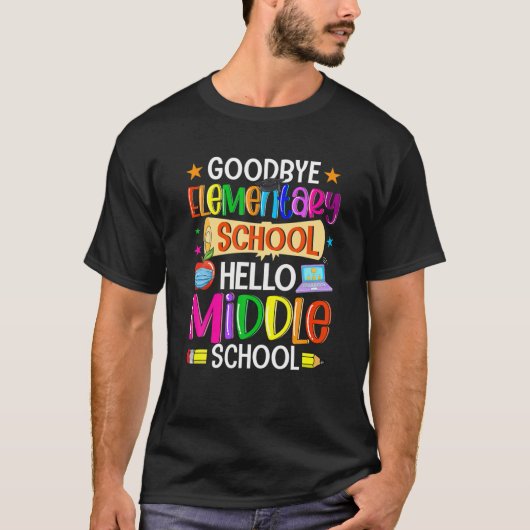 Vaarwel elementaire school Hallo middelbare school T-shirt (Voorkant)