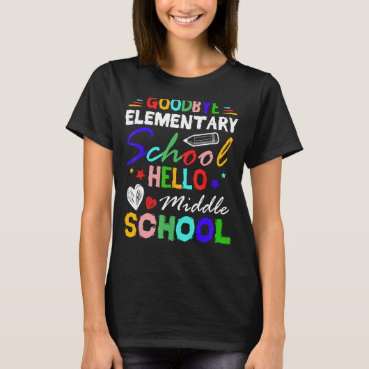 Vaarwel elementaire school Hallo middelbare school T-shirt (Voorkant)