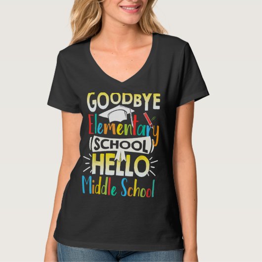 Vaarwel elementaire school Hallo middelbare school T-shirt (Voorkant)