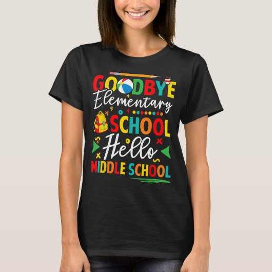 Vaarwel elementaire school Hallo middelbare school T-shirt (Voorkant)