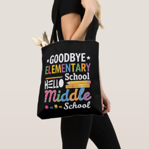 Vaarwel elementaire school Hallo middelbare school Tote Bag