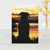 Vaarwel en Farewell Dog Silhouette bij een Sunset Kaart (Gele Bloem)