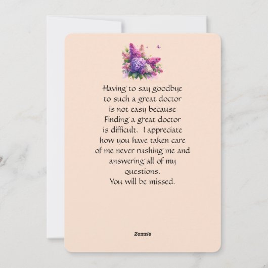 Vaarwel en succes Lilacs Flower Flat Kaart (Achterkant)