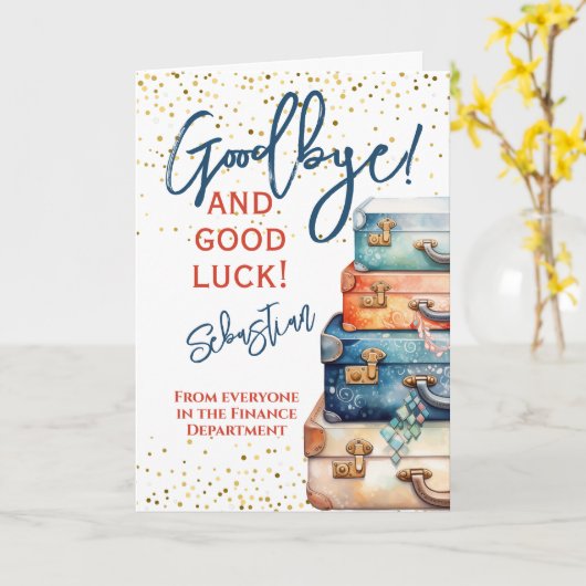 Vaarwel en veel geluk Afscheid Kaart (Gele Bloem)